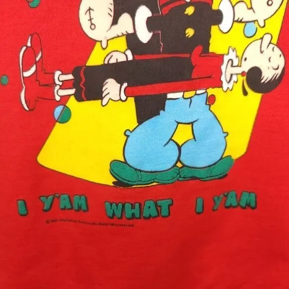 Popeye Olive Oyl Sweatshirt Vintage 80s Magician Levitation I Yam What I Yam